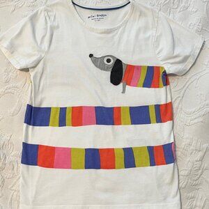 Girls' Mini Boden shirt with "wraparound" dog design on front and back.